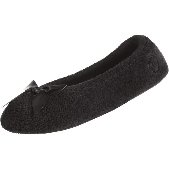 Elegant Women's Classic Terry Ballerina Slippers with Satin Bow - Size 9.5-10.5 - Picture 1 of 6